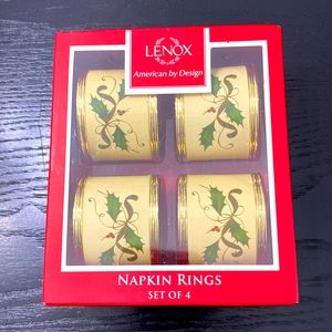 Lenox napkin rings set of 4 new in box.